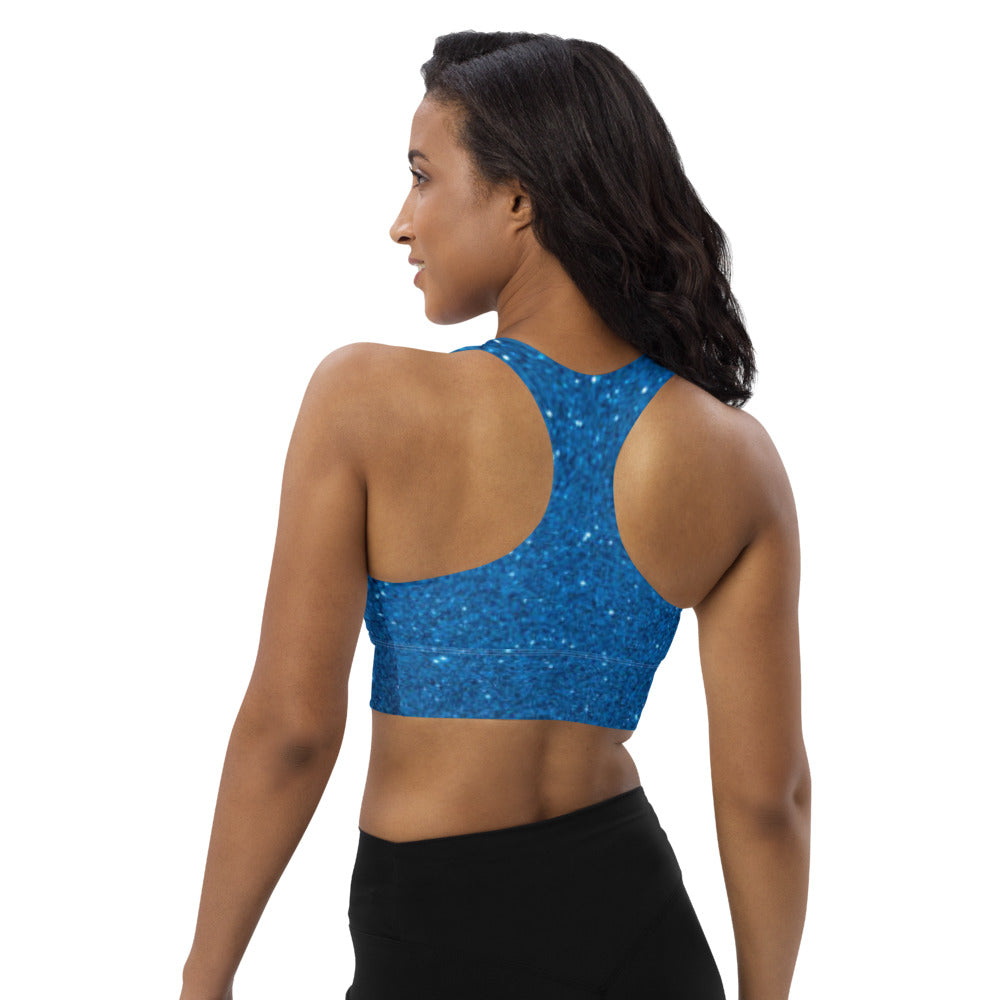 Blue Sparkle Longline Sports Bra